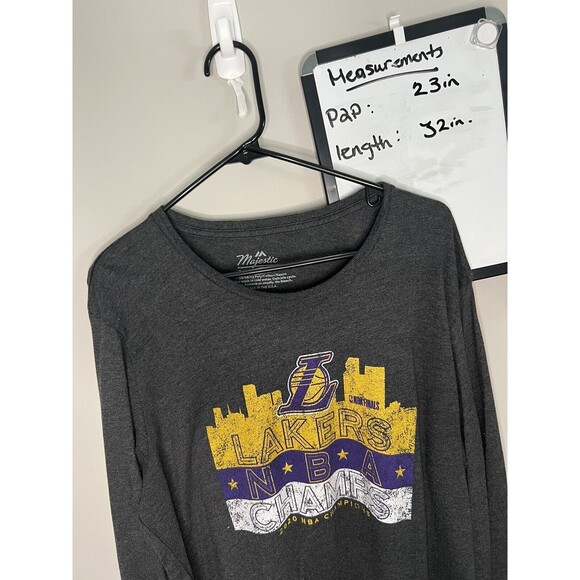 LA Lakers NBA Champions 2020 Shirt Men’s 2XL Black Long Sleeve Majestic Threads - Picture 8 of 8